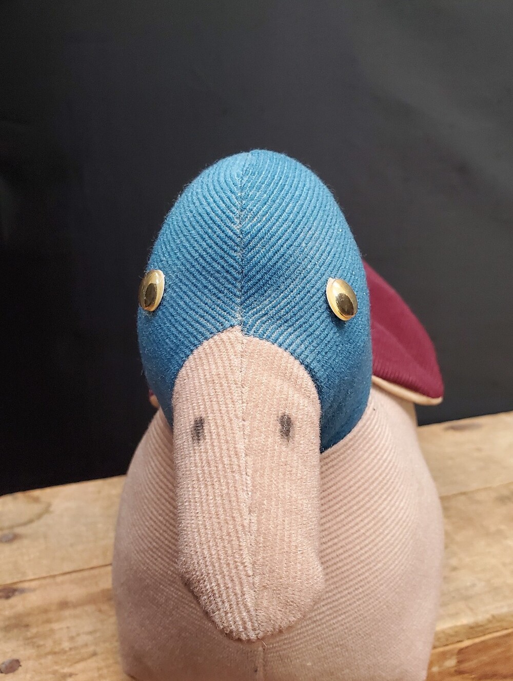 Vintage Farmhouse Quilted Weighted Corduroy Fabric Mallard Duck Doorstop - Picture 4 of 8